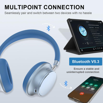 T-fun NC35 hübriidkõrvaklapid aktiivse mürasummutusega, juhtmevabad ruumilise heliga kõrvaklapid, läbipaistvusrežiim, Bluetooth 5.3, ekvalaiser rakenduse kaudu, 55 tundi mänguaega reisimiseks/tööks
