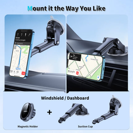 APPS2Car autotelefonihoidik Mag-Safe autotelefonihoidik automagnetiga iminapaga esiklaasile universaalne magnetiline iPhone'i autokinnitus, mis ühildub iPhone 15 14 13 12-ga