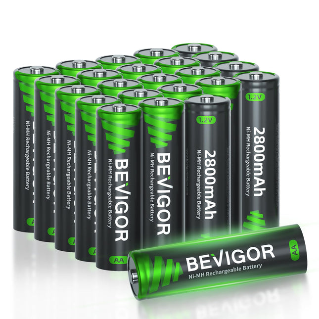 BEVIGOR AA laetavad akud, 2800mAh 1,2V laetav aku, suure mahutavusega AA NiMH laetavad akud, 24 tükki, eellaetud