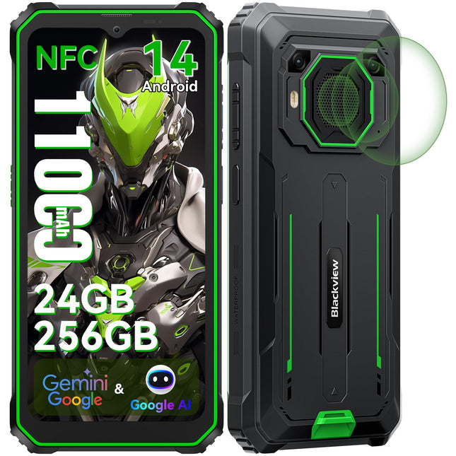 Blackview BV6200 Plus õuetelefon 11000mAh 24GB+256GB/2TB, Android 14 õuetelefon ilma lepinguta, 98DB kõlar, 6.56" 90Hz, IP69K veekindel, ehitusplatsi telefon, 16MP+13MP/kaks 4G/OTG/GPS/NFC