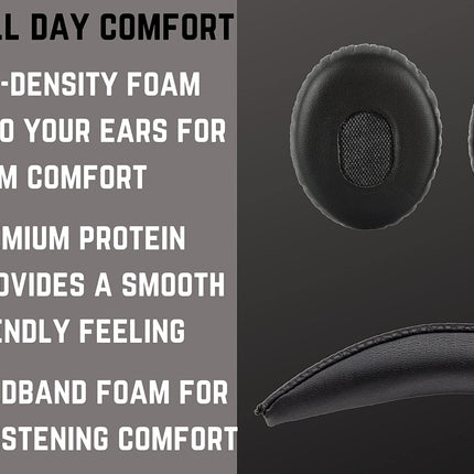 AHG Accessory House Global QC3 kõrvapadjad/kõrvapealsed kõrvapadjad ja V2 QC3 peavõrupadjad/kõrvapealsed peavõrupadjad, mis ühilduvad Bose QuietComfort 3 (QC3) ja Bose On-Ear 1 (OE1) kõrvaklappidega (mustad)
