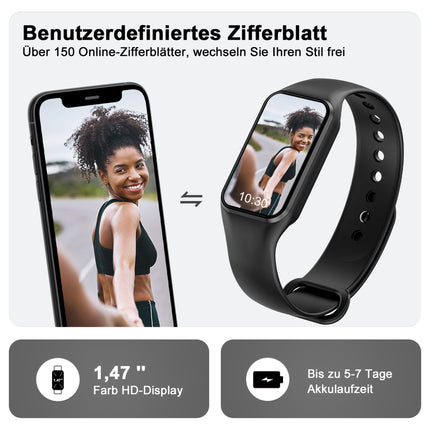 Blackview Smartwatch Men Women, Waterproof Fitness Watch 1.47 inch Color Display, Fitness Tracker with Pedometer Sleep Monitor Heart Rate, Sports Watch with 24 Sports Modes Smart Watch for Android iOS