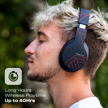 PowerLocus P6 Bluetooth kõrvaklapid, juhtmevabad kõrvaklapid superbassiga, 40-tunnine mänguaeg, mikrofon, häälassistent, passiivne mürasummutus iPhone'ile, Samsungile, iPadile, arvutile, sülearvutile, telerile (punane)
