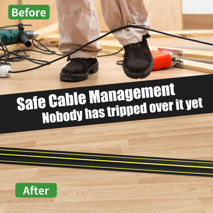 Floor cable protector, 2 m floor cable covers, cable covers for wires, floor, rubber cable protector for outdoor use and 3 cable ducts
