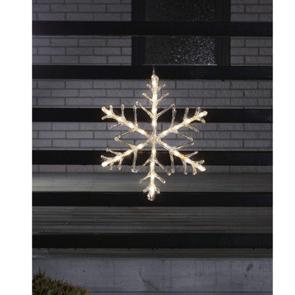 Konstsmide 4540-103 LED akrüülsiluett "Lumehelves" / välistingimustes kasutamiseks (IP44) / patareitoitel: 4xAA 1.5V (välja arvatud) / 6-tunnise taimeriga / 24 sooja valget dioodi / läbipaistev kaabel, 40 x 40 cm