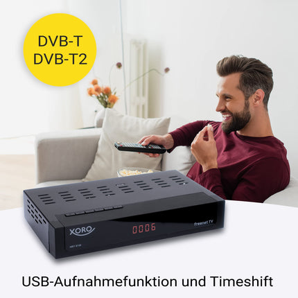 XORO DVB-C/T2 kombineeritud vastuvõtja HRT 8730 hübriid USB-meediapleieri, PVR-valmidusega, ajanihkega, integreeritud Irdeto juurdepääsusüsteemiga Freenet TV jaoks ja 6-kuulise krediidiga