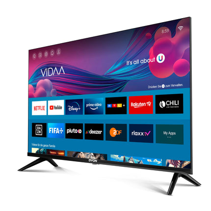 DYON Movie Smart 32 VX - 80 cm (32-tolline) televiisor (HD nutiteler, HD kolmekordne tuuner (DVB-C/-S2/-T2), App Store, Prime Video, Netflix, YouTube, DAZN, Disney+)