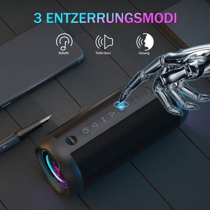 Portable Bluetooth speaker with deep bass, IP66 waterproof, dustproof, RGB lighting, AUX/TF, wireless box with 30W TWS stereo, 30 hours battery life speaker for home, outdoors, cycling