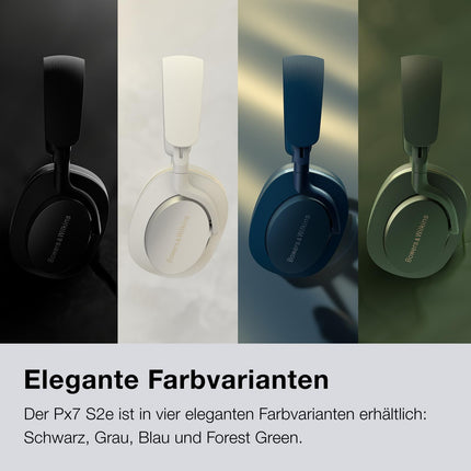 Bowers &amp; Wilkins PX7 S2e Over-Ear Wireless Noise-Cancelling Headphones with Qualcomm aptX™ Adaptive and Fast Charging, 30 Hours of Playback, Six Built-in Microphones, Forest Green