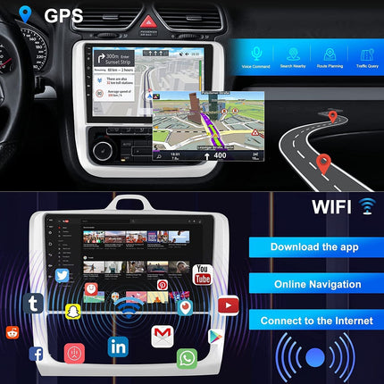 2+64G Android 13 autoraadio Carplay/Android Auto toega Ford Focus Mk2 2004-2011, 9-tollise ekraaniga autoraadio kahe DIN-iga, Bluetooth, navigatsioon, WiFi, Hi-Fi, FM/RDS, tahavaatekaamera, CANBUS