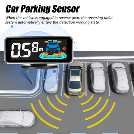 Goolsky Parking Sensor Parking Aid, Reversing Radar System with 4/8 Front Rear Parking Sensors, LCD Distance Display, Sound Warning Buzzer