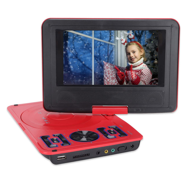 Kaasaskantav DVD-mängija, 6,8-tollise HD-ekraaniga DVD-mängija, toetab 270-kraadise pöörlemisega mobiilset DVD-mängijat, U-ketta/SD/MMC-kassett, kaugjuhtimispuldiga, autole/lastele/kodule (EL-punane)