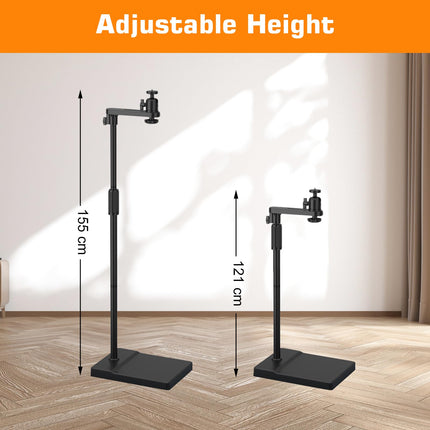 Projektori alus, projektori kinnituse kõrgus reguleeritav 121–155 cm, 360° pöördega projektori alus, projektori kinnitus, projektori alus, projektori statiiv, paks metallist tugivarras, stabiilne metallalus