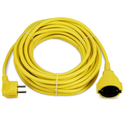 REV pikenduskaabel – 10m pikendus nurga all oleva pistikuga, 3680W, kollane