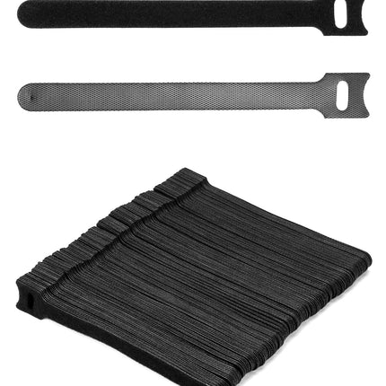 QWORK® 150pcs Velcro Cable Ties, 150 x 12 mm Resealable Cable Ties Adjustable Velcro Straps for Cable Management (Black)