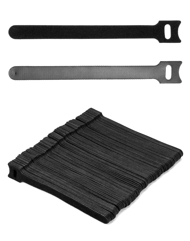 QWORK® 150pcs Velcro Cable Ties, 150 x 12 mm Resealable Cable Ties Adjustable Velcro Straps for Cable Management (Black)