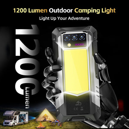 OUKITEL WP100 Titan 33000mAh Outdoor Mobile Phone 5G with Built-in 100 Lumen Projector, 48GB+512GB 6.8" FHD+ Outdoor Smartphone Without Contract with 1200 Lumen Camping Light, 200MP+32MP+20MP, NFC/GPS/IP68/BT5.4