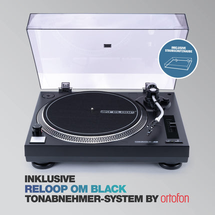 Reloop RT-1 BT belt-drive turntable for DJ and HiFi applications, Bluetooth output for wireless connection to Bluetooth speakers, pre-mounted Ortofon magnetic cartridge system