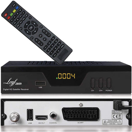 Leyf 2809 digitaalne satelliitvastuvõtja (HDTV, DVB-S/S2, HDMI, SCART, 2X USB 2.0, Full HD 1080p) [Astra Hotbird Türksati jaoks eelprogrammeeritud]