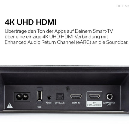 Denon DHT-S218 2.1 heliriba Dolby Atmose, integreeritud subwooferi, Bluetooth® Low Energy (LE) heli, 4K UHD ja HDMI ARC-ga, must
