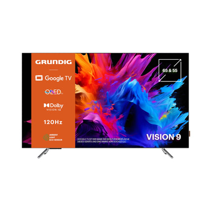 Grundig 65 GOB 9480 65-tolline (164 cm) Google TV, OLED-teler, 4K UHD, Dolby Vision IQ, Dolby Atmos, 60 W heli, Hei Google'i hääljuhtimine, nutiteler, Bluetooth, hõbedane