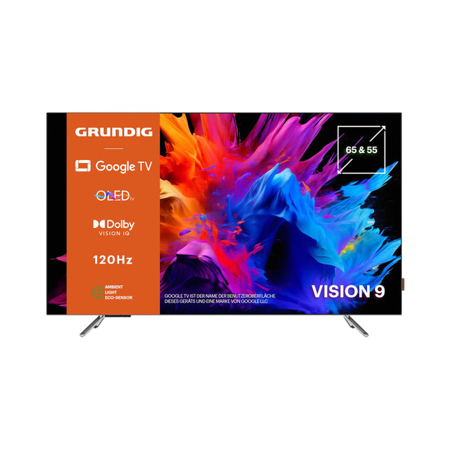 Grundig 65 GOB 9480 65-tolline (164 cm) Google TV, OLED-teler, 4K UHD, Dolby Vision IQ, Dolby Atmos, 60 W heli, Hei Google'i hääljuhtimine, nutiteler, Bluetooth, hõbedane