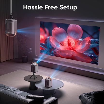 Projector, Electric Focus/Auto Keystone Correction WiFi 6 BT5.2 Mini Projector 4K Full HD 1080P Supported, 50% Zoom Portable Projector for Home Theater/Outdoor, Compatible with TV Stick/HDMI/USB/Laptop/iOS/Android