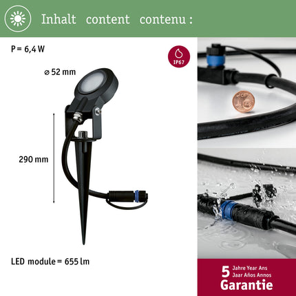 Paulmann lighting system Plug&amp;Shine LED garden spotlight LED 6 W warm white Plug&amp;Shine Sting 93934