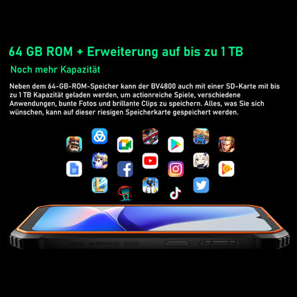 Blackview BV4800 - Välitingimustesse mõeldud 4G mobiiltelefon - 6,56-tolline ekraan - Helio A22 protsessor - 3 + 64 GB - Nutitelefon kauakestva 5180 mAh akuga - Kindarežiim - Must