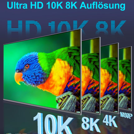 Sniokco 10K 8K HDMI 2.1 Cable 5 Meters, Certified 48Gbps Ultra High Speed ​​HDMI® Cable 0.01ms 4K 240Hz 165Hz 120Hz 8K 60Hz eARC Netflix HDCP 2.3 2.2 DTS:X HDR10+ TV Monitor Projector Roku PS5 X-box