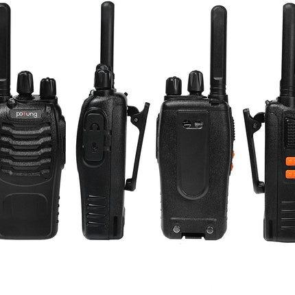 Walkie Talkie PMR446 License-Free Two-Way Radio, Pofung PT88E 16 Channels Professional Rechargeable Long-Range Walkie Talkies with USB Charging Station and Earpieces Black 12 Pack