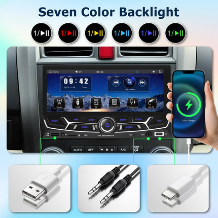 Hodozzy Double DIN Car Radio CarPlay Android Auto-6.86 inch HD Touchscreen 2 Din Screen Bluetooth Stereo Car Multimedia MP5 Player Mirrorlink FM Radio/Type-C/USB/TF/AUX SWC Rear View Camera