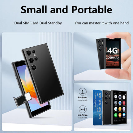 ATEVENSE 4G ülimini nutitelefon, 3,0-tolline HD-ekraan, kahekordne SIM-kaart, 2000 mAh aku, Face ID, lukustamata väike nutitelefon, taskuformaadis lastetelefon, roosa