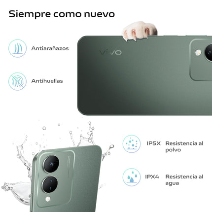 vivo Y17s smartphone, 4GB RAM + 128GB ROM, 50MP triple camera, 5000mAh battery, 6.56" HD+ display, high brightness, IP54, slim body 2.5D, Android 13