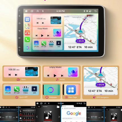 8 Core 4G+64G Wireless Carplay Android 13 Car Radio 2 Din with Android Auto GPS Navigation WiFi 10.1 Inch Rotatable Screen Car Radio with Mirror Link Bluetooth FM/RDS/DAB Steering Wheel Control Rear View Camera