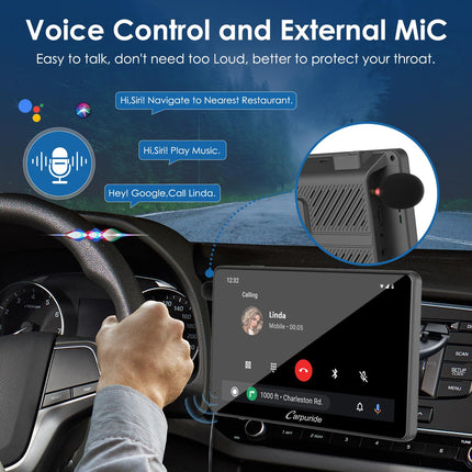Carpuride Wireless Carplay &amp; Android Auto, 7-inch Touchscreen Digital Media Car Stereo Receiver, Portable Car Radio with Backup Camera, Mirror Link, Bluetooth, GPS, AUX, FM