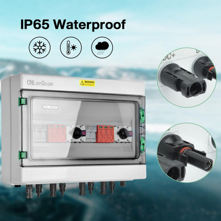 Ülepingekaitse PV - 1000V 32A Päikesepaneelide ühenduskarp, piksekaitse, alalisvoolu lahtiühendamise lüliti, PV-süsteem, 2-poolne (2 sisendit, 2 väljundit), alalisvoolu ühenduskarbi kaitselüliti, päikesepaneelide toitepistik