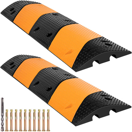 VEVOR Rubber Cable Bridge, Set of 2, 2-Channel Speed ​​Bump, Modular Speed ​​Bump with a Load Capacity of 9980 kg, 102 x 30 x 6 cm Garage Speed ​​Bump for Asphalt, Concrete &amp; Gravel Driveways