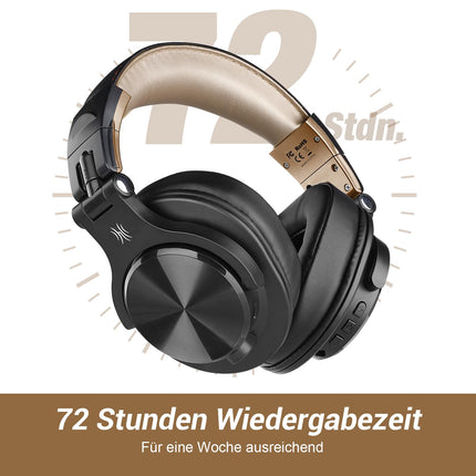 OneOdio Bluetooth kõrvaklapid kõrva peale, 72 tundi HiFi stereo juhtmevabad kõrvaklapid 6,35 mm ja 3,5 mm pistikuga stuudio DJ mobiiltelefoni PC AMP jaoks - kuldne