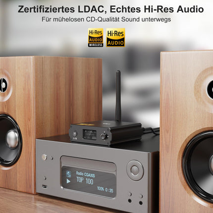 1Mii Hi-Fi Bluetooth-muusikavastuvõtja, Bluetooth 5.1 vastuvõtja koos Audiophile DAC/LDAC/AptX HD/madala latentsusega, traadita heliadapter stereosüsteemile, võimendi, optilised/RCA väljundid -DS220