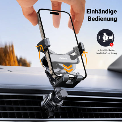 UGREEN autotelefoni hoidik 360° pööratav mobiiltelefoni hoidik autoventilatsiooniga, gravitatsioonisüsteemi ja metallist konksklambriga navigeerimiseks. Ühildub mudelitega 16, 15, 14, 13, 12Pro Max, Galaxy 23 Ultra jne.