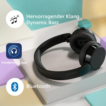 PHILIPS TAH4209BL kerged kõrvapealsed juhtmevabad Bluetooth-kõrvaklapid passiivse müraisolatsiooniga – 55 tundi mänguaega, selged kõned, dünaamiline bass, 2 tundi USB-C laadimist – sinised