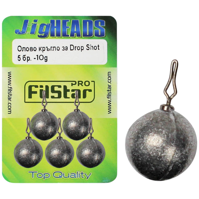 PRO FILSTAR Ümmargune Drop Shot Plii 5 x 10g - Jigipeade Komplekt Pööraga - Dropshot Kalapüügi Plii - Pliipallid - Kalapüügiraskused - Jigipea - Jigikomplekt - Kalapüügitarvikud - Kalapüügiraskused - Kalapüügiraskused - Kalapüügikomplekt