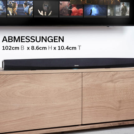 Denon DHT-S516H 2.1 TV-kõlaririba koos juhtmevaba subwooferiga, HEOS, Wi-Fi, Bluetooth, AirPlay 2, HDMI ARC, 4K Ultra HD, Dolby Digital, Dolby Digital Plus, DTS, Amazon Alexa ühilduvus