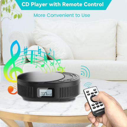 NEW 2025 CD Player Portable, Monodeal CD Player Bluetooth &amp; Radio FM 2 in 1, Rechargeable Portable CD Player with Speaker, Discman CD Player, Support AUX/USB-Black