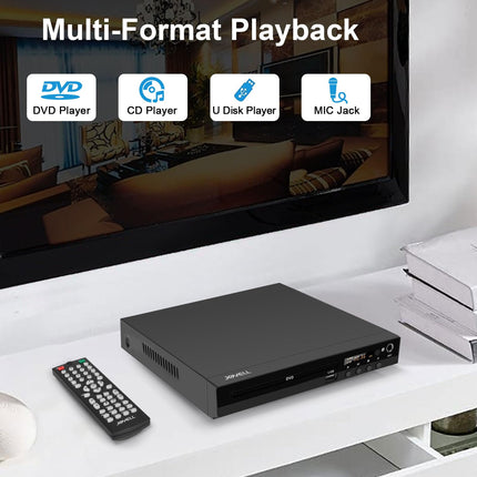 Kompaktne DVD-mängija Scart-ühendusega, regioonivaba HD DVD CD-mängija 1080P HDMI-väljundiga, AV-väljundiga, integreeritud PAL NTSC TV-süsteem, toetab mikrofoni sisendit, USB-sisendit (DVD-170 Scart-ühendusega)