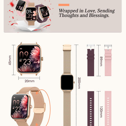 RUXINGX 2024 Smartwatch Women, 1.83" Wrist Watch with Phone Function 3 Bracelets, Menstrual Cycle Heart Rate Sleep Monitor SpO2 IP68 Sports Watch Fitness Tracker Pedometer for iOS Android Rose Gold