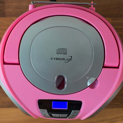 Cyberluxi CD-mängija LED-valgustusega, kõrvaklapipesaga, kaasaskantav stereoraadio, lasteraadio, stereosüsteem, USB, CD/MP3-mängija, FM-raadio, kõrvaklapipesa, Aux-sisend Pretty Kitty Pinkis