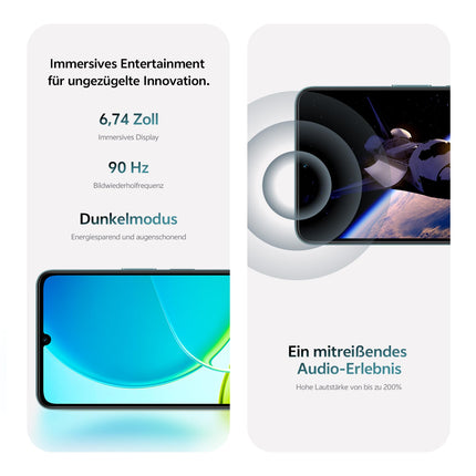 VIVO Y04 Smartphone, 6G + 128G, 6.74” 90Hz LCD Display, 5150 mAh Battery, 200% Super Loud Audio, 10x High Intensity Flashlight, AI Image Processing, IP64, Dual SIM, MicroSD Supported