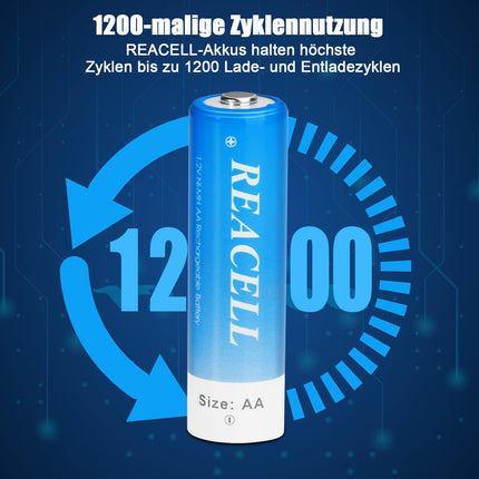 REACELL AA rechargeable batteries 2800mAh rechargeable 16 pieces Mignon AA NI-MH 1.2V rechargeable batteries low self-discharge with storage box